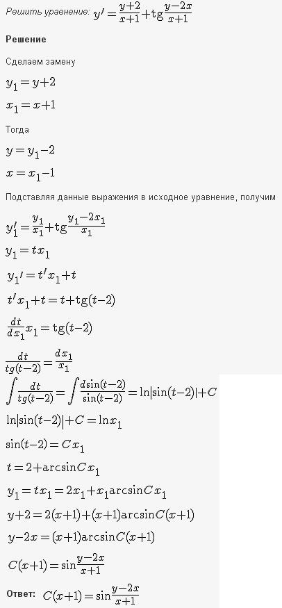 Решение дифференциальных уравнений - однородные уравнения